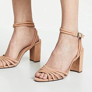 SCHUTZ Nicolai Suede Brown Tan Block Heel Sandal